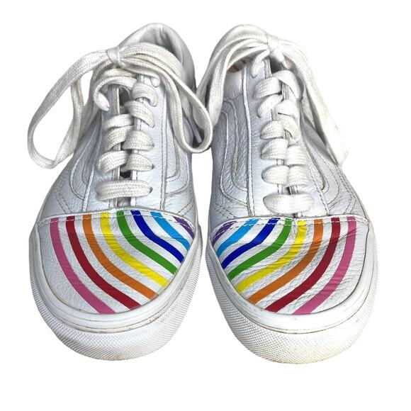 VANS x FLOUR SHOP Old Skool Rainbow White Sneakers M 3.5 / W 5.0 Leather - Picture 3 of 11